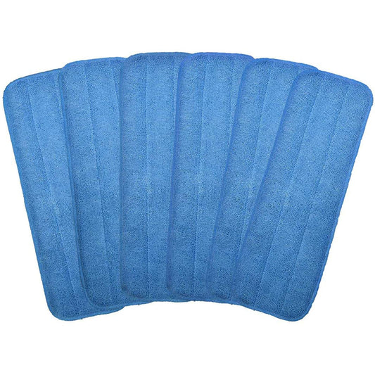 Microfiber Replacement Mop Pad, 18" x 6" Wet & Dry Home & Commercial Cleaning Refills, Reusable Floor Mop Pads (6 Pack) Blue - Medaid International