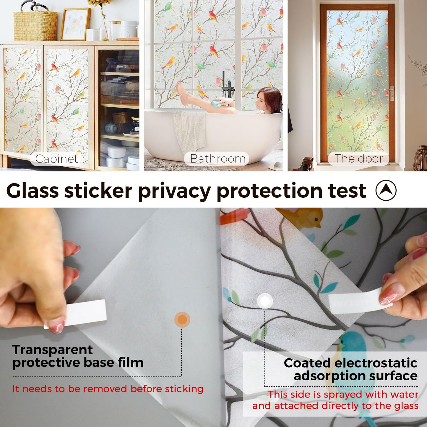 Coavas Stained Glass Window Film, Decorative Frosted Glass Window Privacy Film, Static Cling Non-Adhesive Windows Sticker for Front Door Bathroom Heat Control Anti UV,35.4 x 78.7 Inch - Medaid International