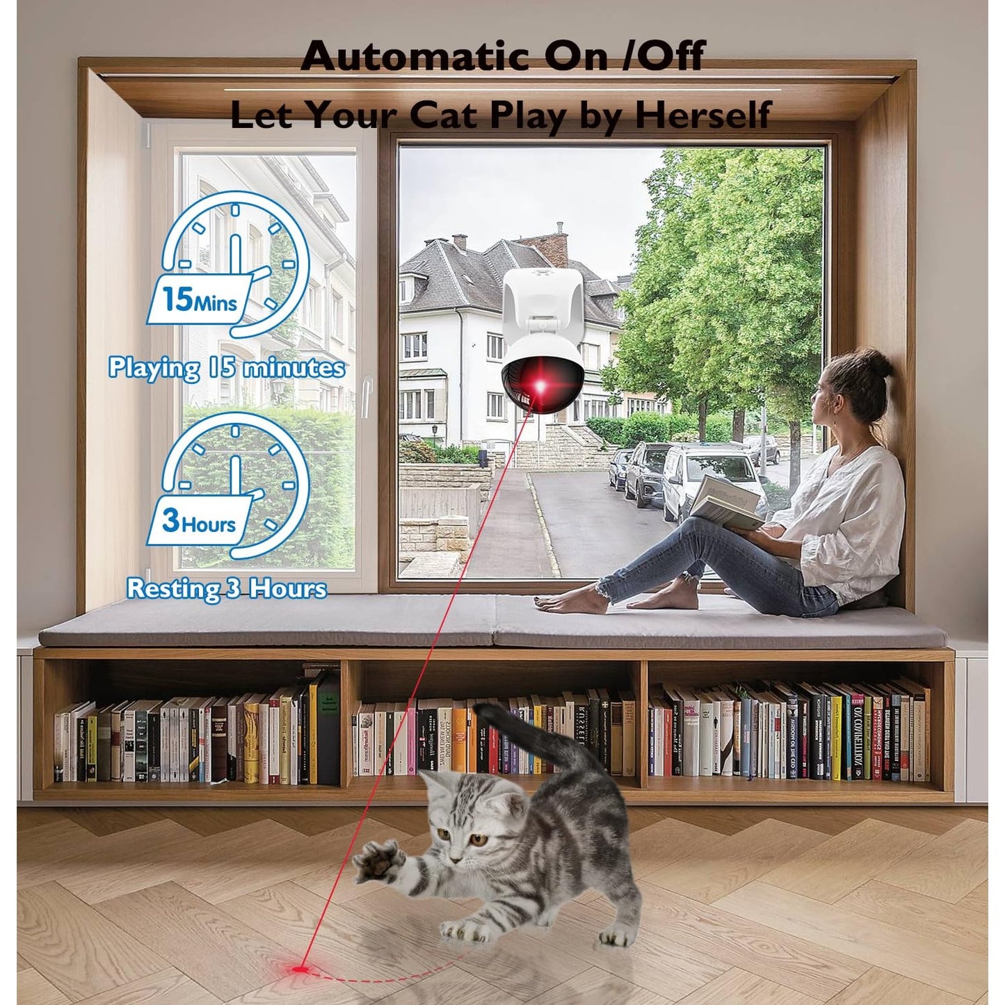 Goopow Interactive Laser Pointer Cat Toys for Indoor Cats,Cat Laser Toy Automatic for Bored Indoor Adult Cats/Kittens/Dogs,USB Rechargeable,3 Speed Modes(Gray) - Medaid International