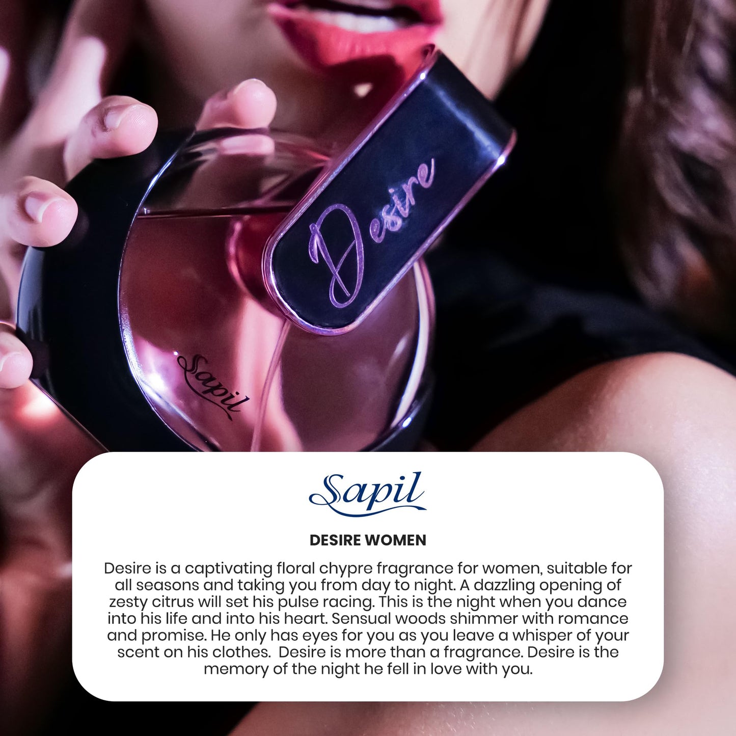 Sapil Desire Perfume for Women – Long-lasting Dubai Perfume Eau De Parfum Spray – Floral Chypre Scent – 2.7 Oz (80 ml) – Arabic Parfum for Women, Gift for Any Occasion - Medaid International