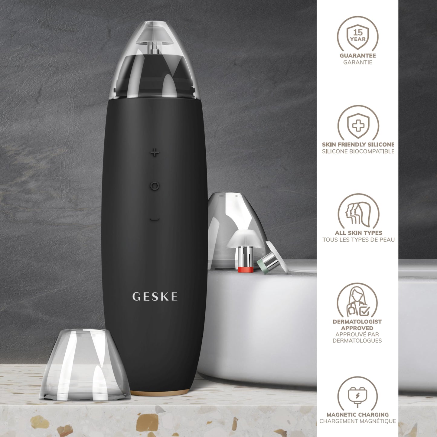 GESKE SmartAppGuided™ MicroDermabrasion Blackhead Remover | 7 in 1 | Blackhead Remover | Electric Pore Cleaner | Innovative Vacuum Cup | Beauty Tool | Skin Cleansing Device | Skincare Device - Medaid International