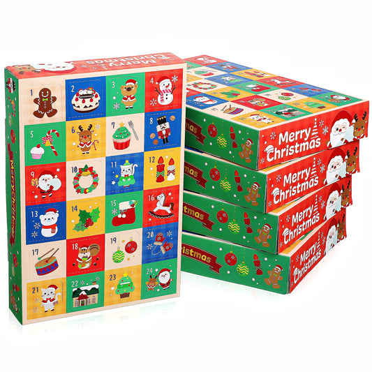 5Pcs Christmas Advent Calendar Boxes to Fill 24 Empty DIY Advent Calendar, Christmas Countdown Boxes with Compartments for Candy, Jewelry, Small Toys Xmas Gift Box Holiday Decor (Multicolor) - Medaid International