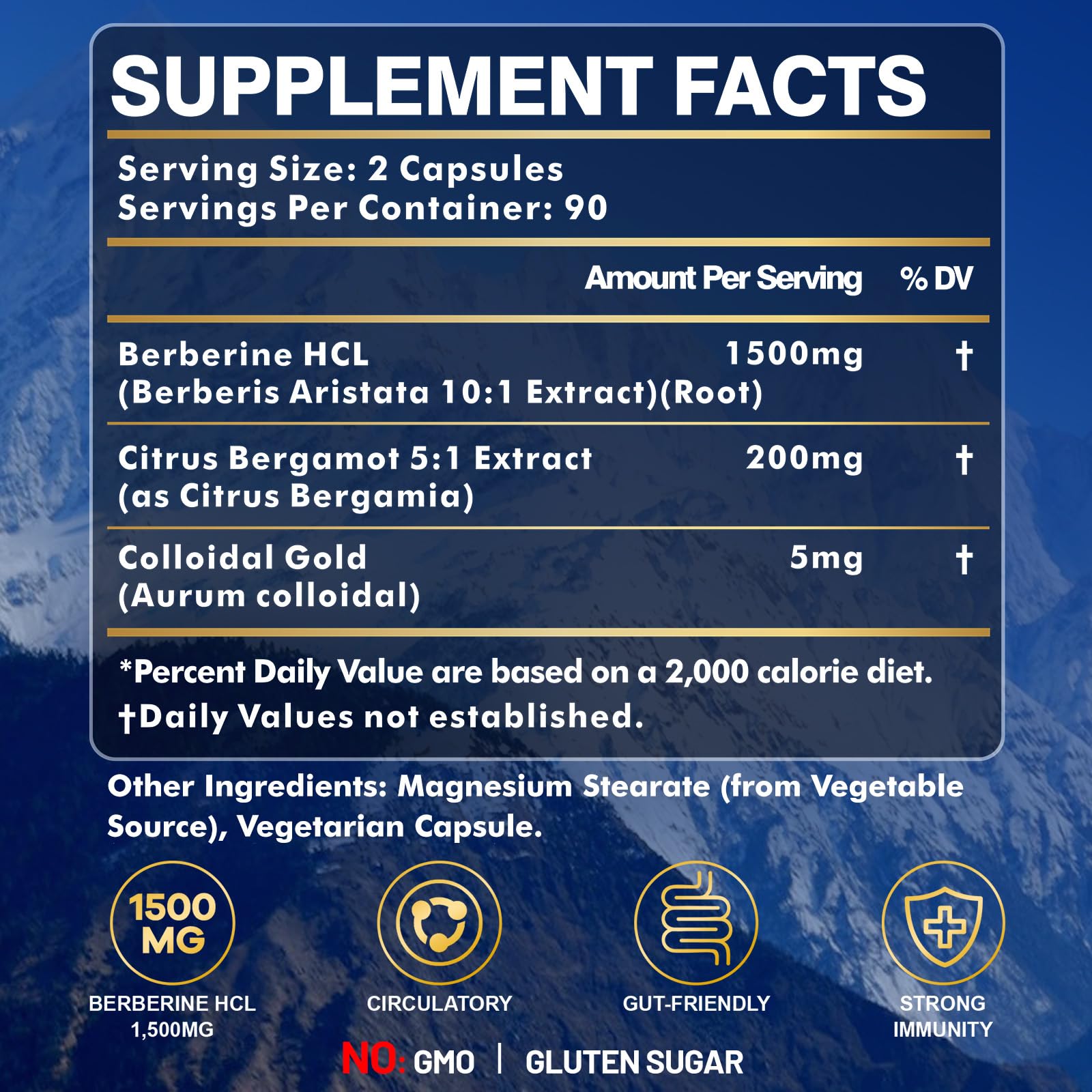 Berberine Supplement, High Strength Berberine 1500MG, 180 Caps - Plus Citrus Bergamot, Berberine HCI Root Supplements - Metabolic, AMPK Support Healthy Weight Management - Vegan, Organic, Non-GMO - Medaid International