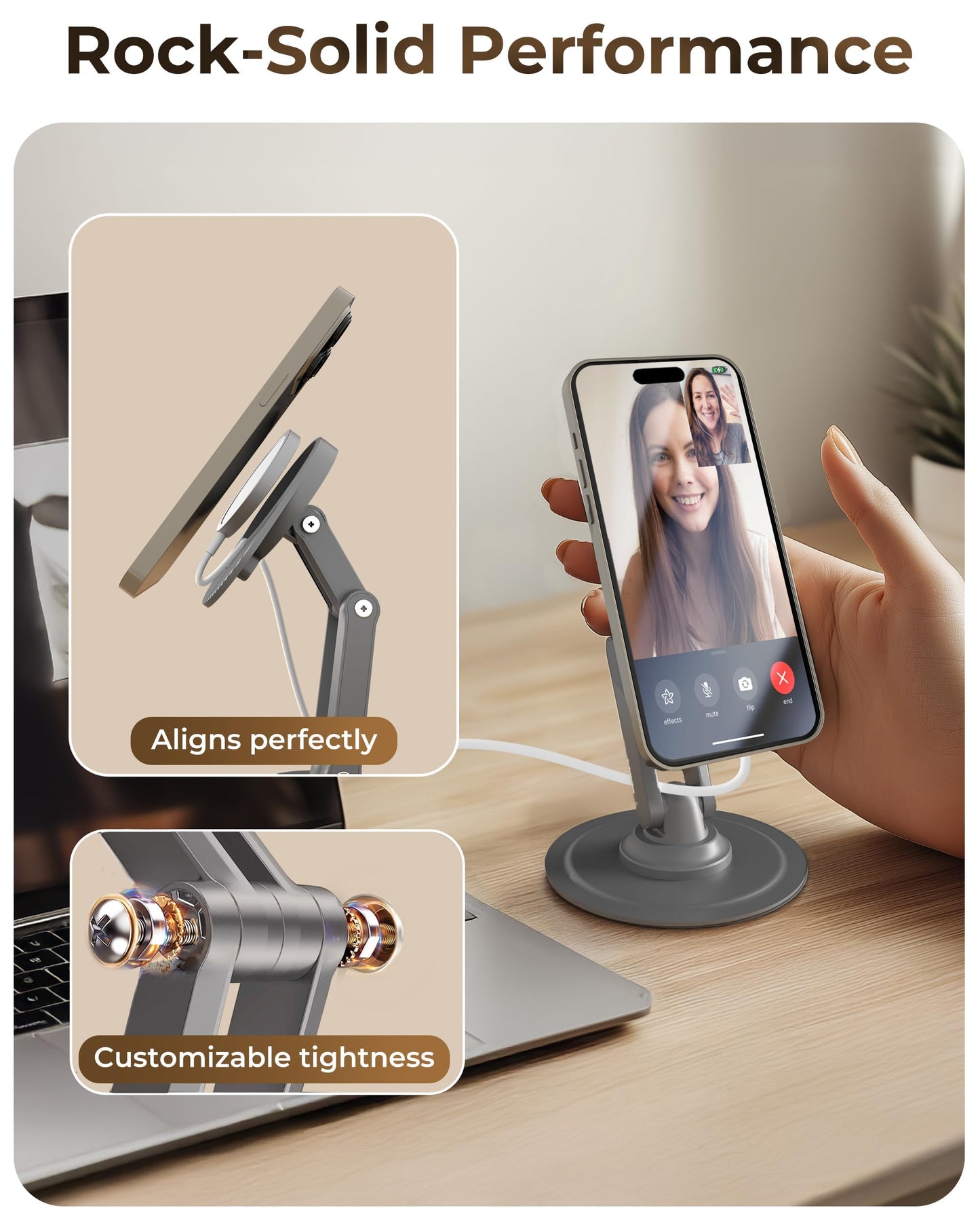 COOPER 360 MagBase, Stand for Apple MagSafe Charger (Not Included) MagSafe Charger Stand for iPhone 17 Pro Max, iPhone 16, 15,14,13,12, AirPods Charging, Standby Mode, 360° Rotation (Space Grey) - Medaid International