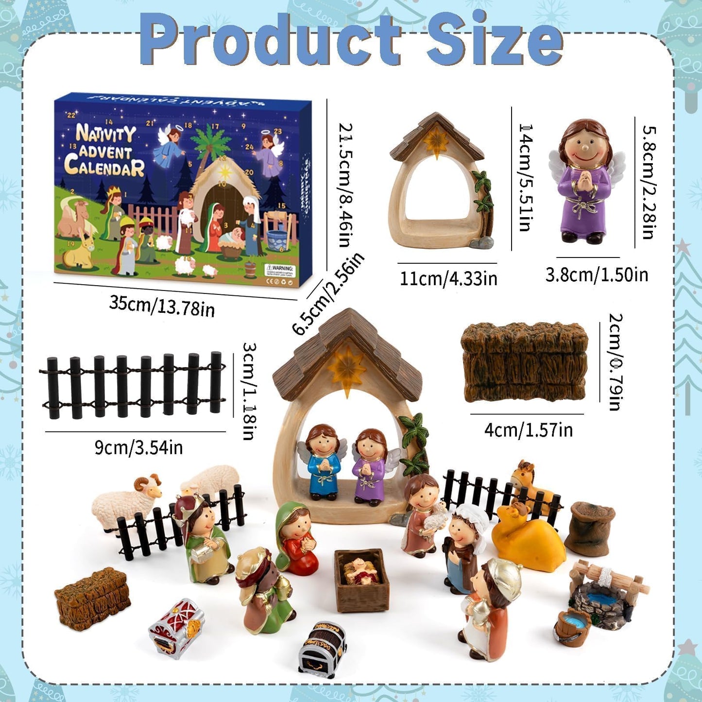 Nativity Advent Calendar 2025-24 Days of Nativity Scene Christmas Countdown Calendar Christian Religious Gifts for Kids Adult Women Men - Medaid International