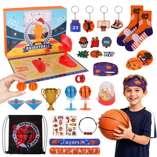 Basketball Golf Advent Calendar 2025 for Men Teen Boy, 24-Day Christmas Count-down Calendar Xmas Gifts with Socks, Accessories and Decorations for Kids Boys Teens Basketball Player - Medaid International