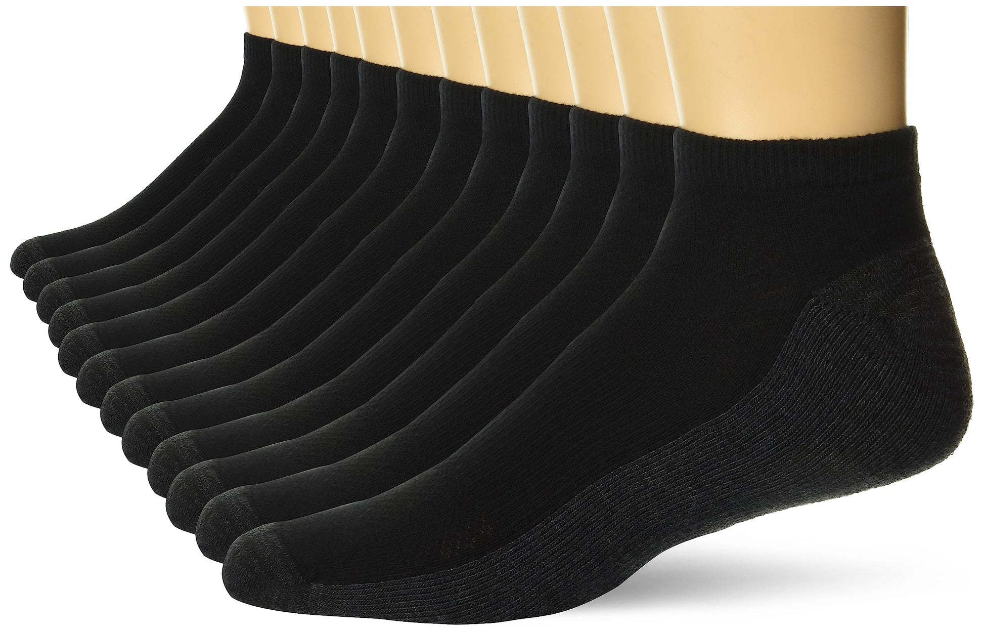 Hanes Mens Socks, X-temp Cushioned Low Cut 12-pack, Black, 6-12 US - Medaid International