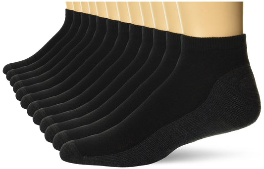 Hanes Mens Socks, X-temp Cushioned Low Cut 12-pack, Black, 6-12 US - Medaid International
