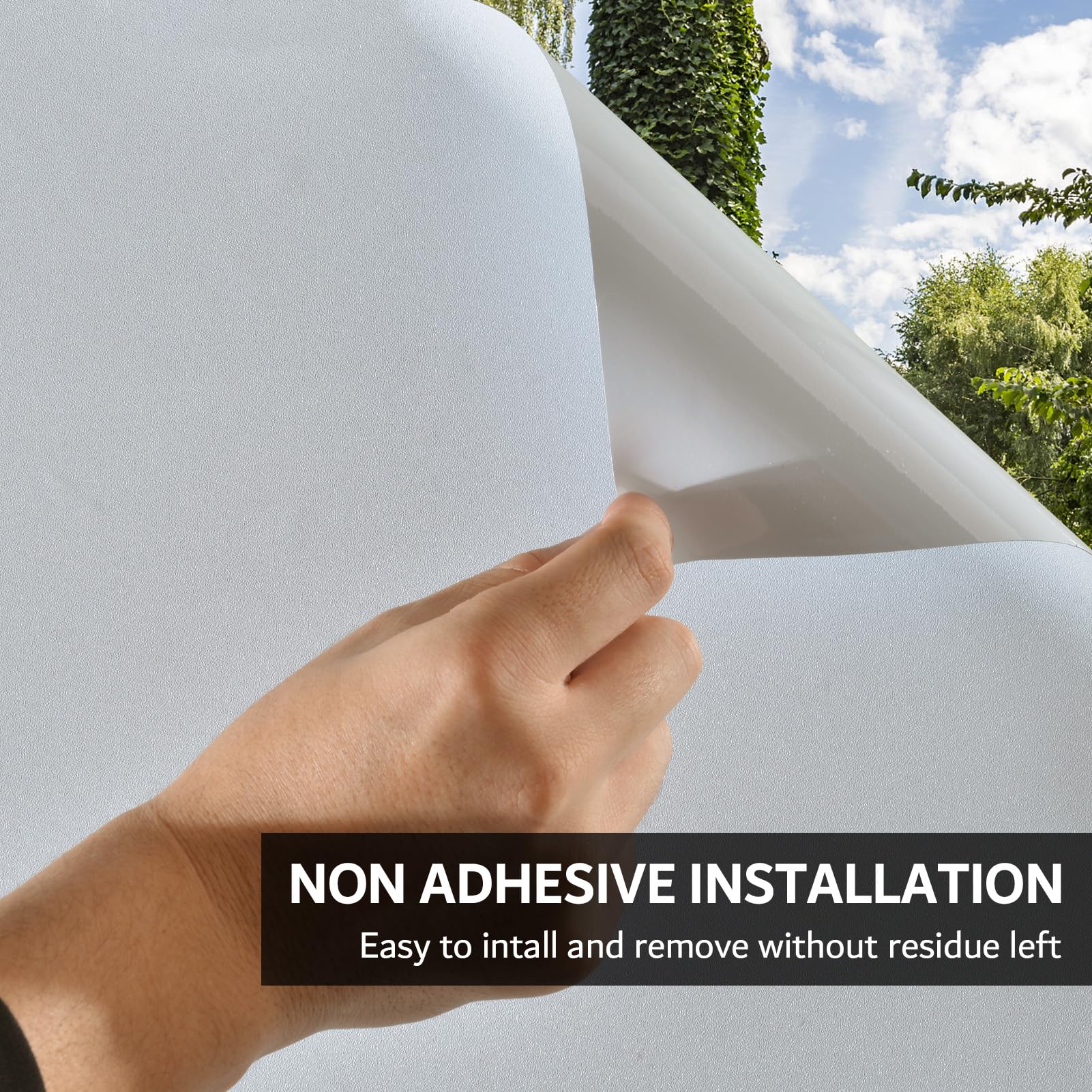 FEOMOS White Total Blackout Window Film, Static Cling Blackout Window Clings, 100% Light Blocking Film, Room Darkening Window Cover for Privacy Day Sleep Sun Blocking 35.4x78.7 inches - Medaid International