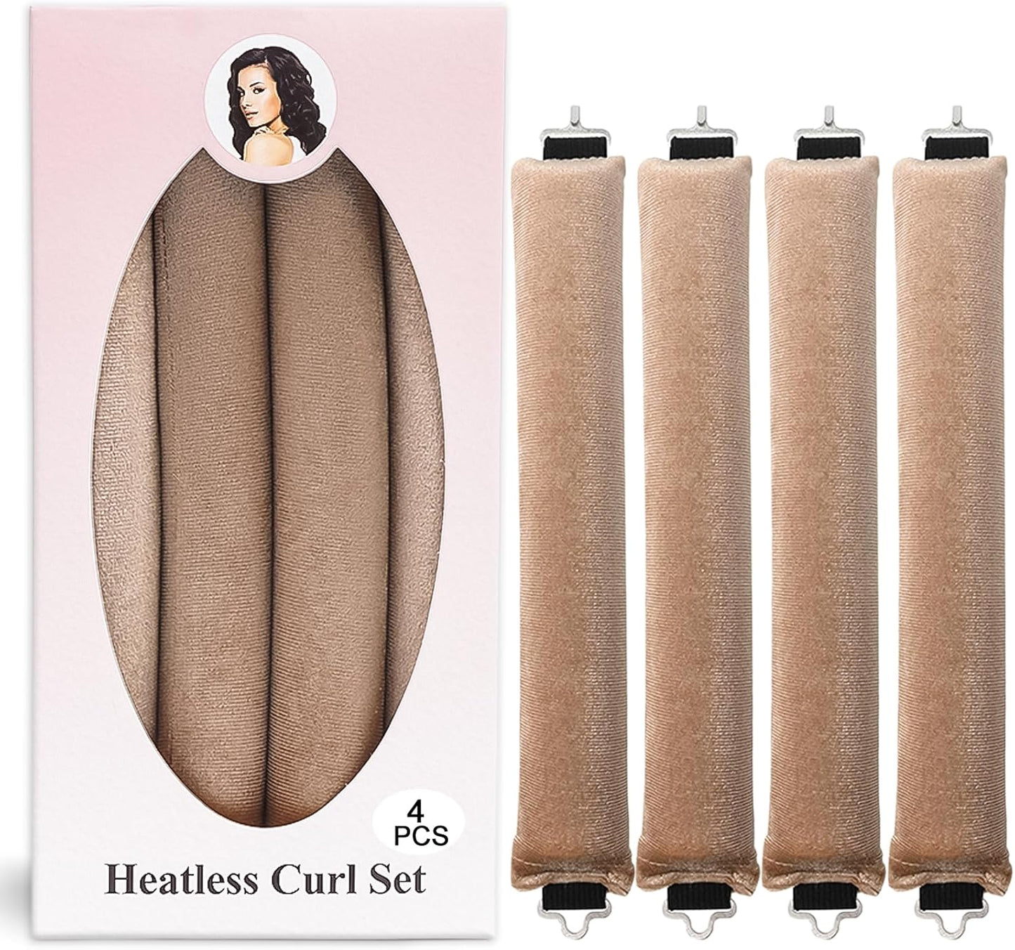 Heatless Hair Curler Overnight Curls Blowout Rods Headband No Heat Curlers to Sleep in Large Rods Hair Rollers Blowout Look for Short Hair Styling Tools Silk Hair Wrap Curling Set (Black, Regular) - 4 pcs - Medaid International