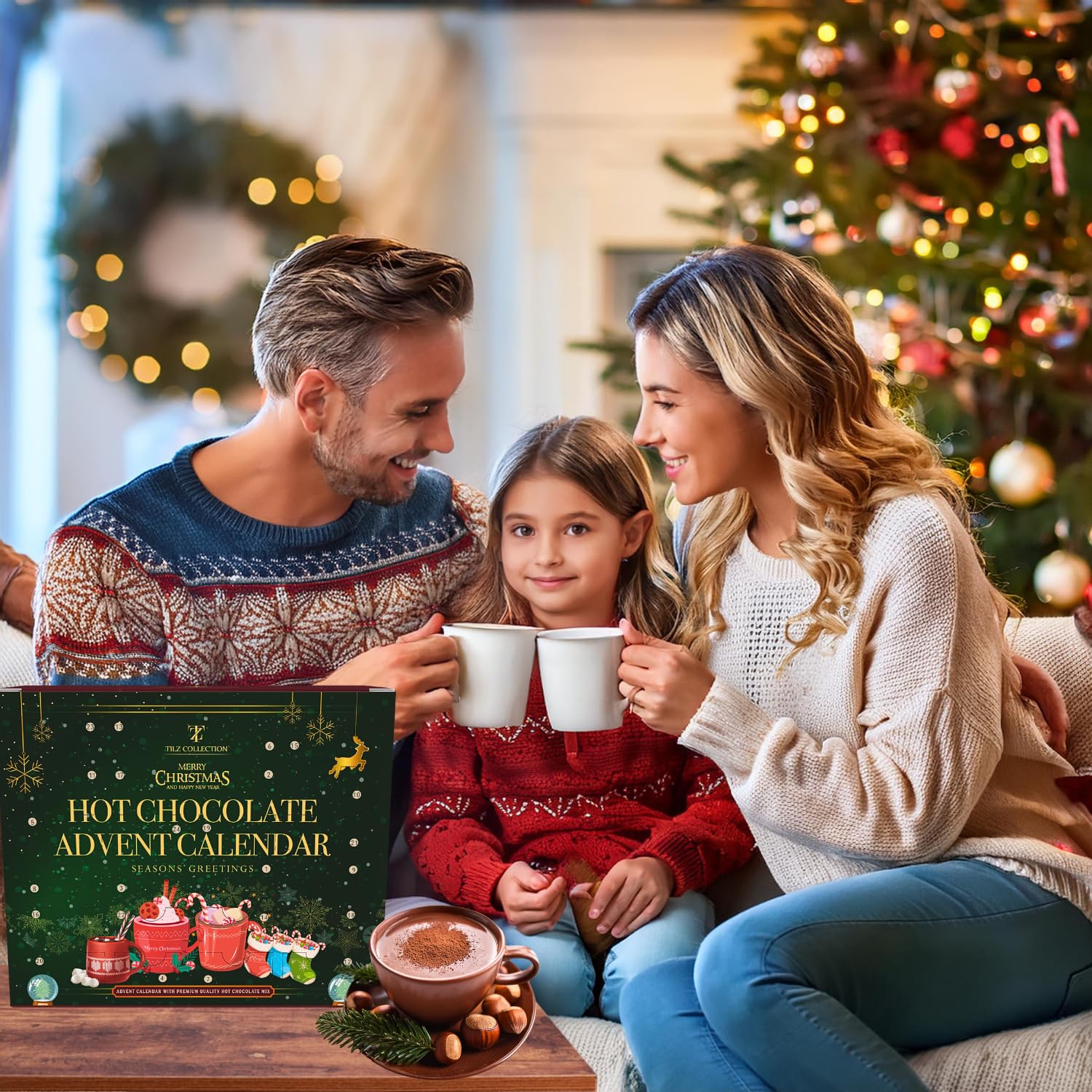 Hot Chocolate Advent Calendar 2025 - Gourmet Luxury 24 Hot Chocolate Selection Variety Flavours - Food Advent Calendars Gifts Set For Men Women Children - Medaid International