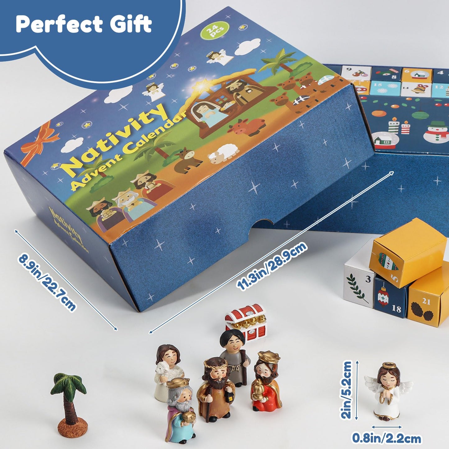 Nativity Advent Calendar 2025 Kids - Nativity Scene Story Gifts for Toddlers 24 Days Xmas Count Down Box, Christian Religious Christmas Countdown Calendar Surprises Gifts for Children (Figurine Set) - Medaid International