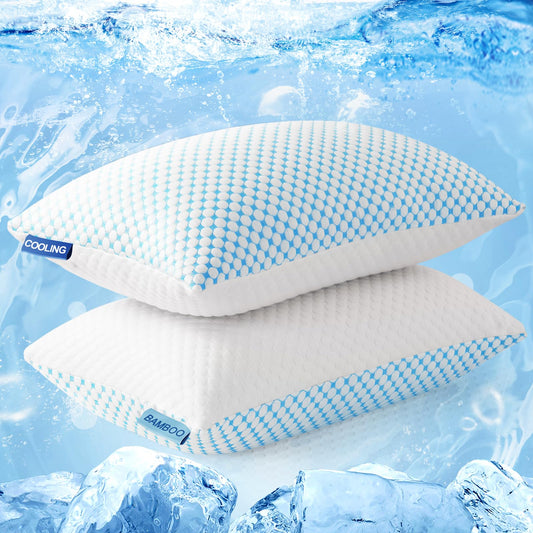 EASELAND Firm Pillow Shredded Memory Foam(Adjustable Loft), Cooling Breathable for Sleeping Queen Size 2 Pack - Medaid International