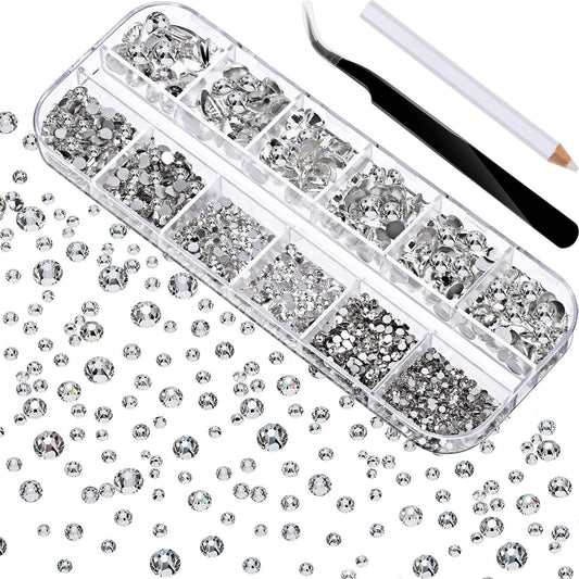 Face Strass 2000 Pieces Flat Back Gems Rhinestones 6 Sizes - Medaid