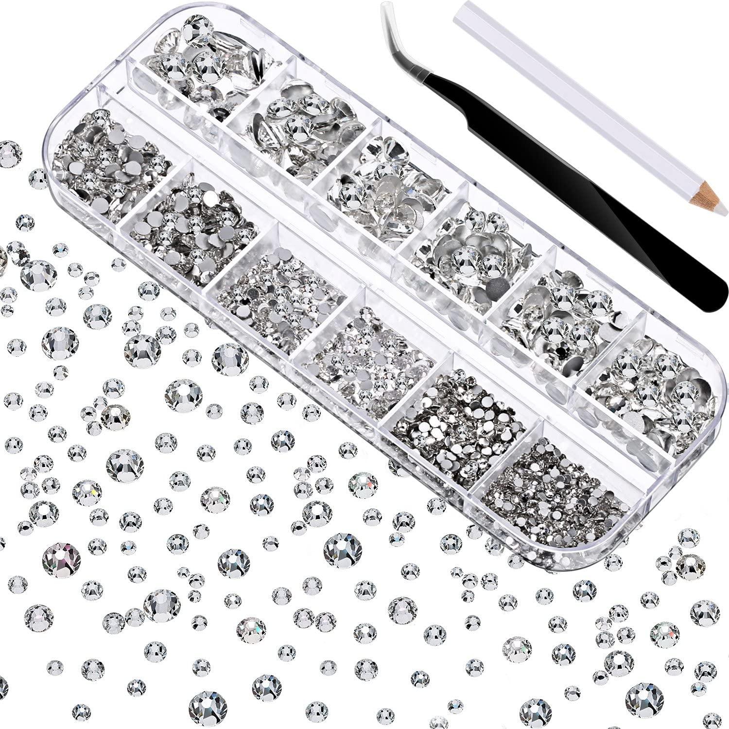 Face Strass 2000 Pieces Flat Back Gems Rhinestones 6 Sizes - Medaid