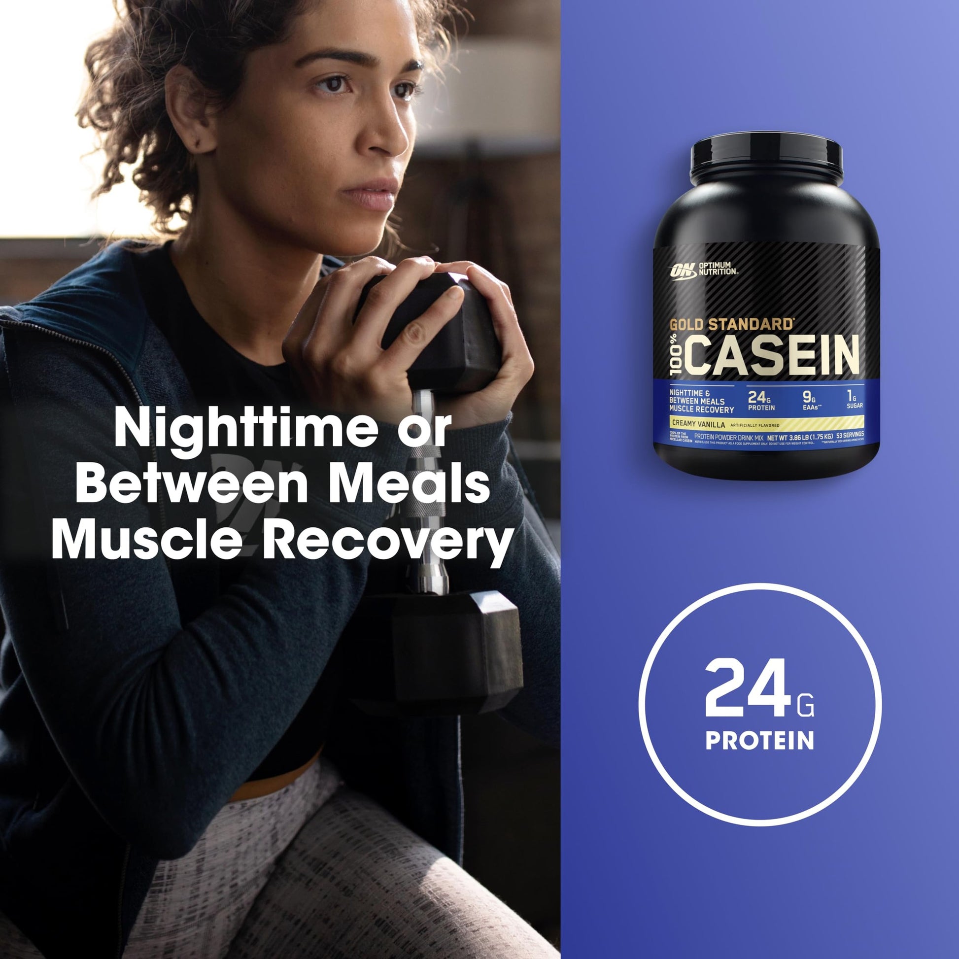 Optimum Nutrition Gold Standard 100% Micellar Casein Protein Powder, Slow Digesting, Helps Keep You Full, Overnight Muscle Recovery, Creamy Vanilla, 4 Pound (Packaging May Vary) - Medaid International