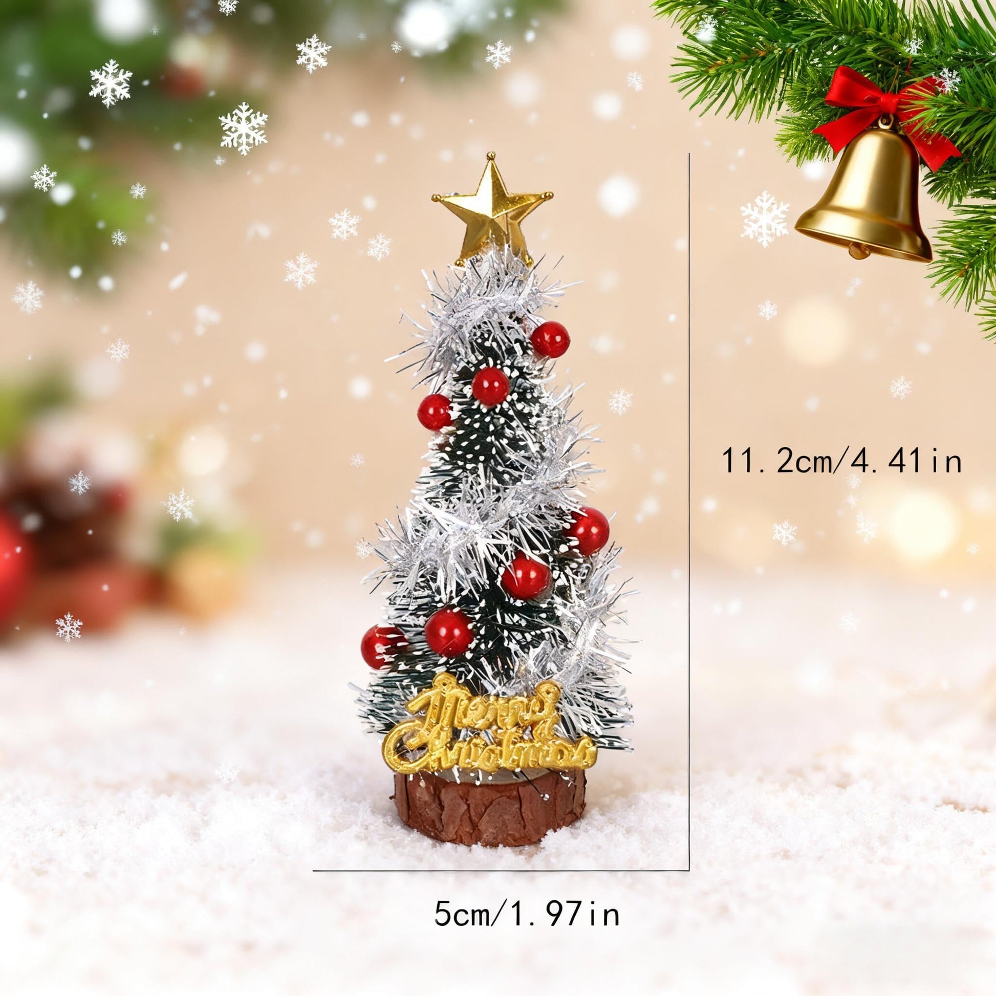 Mini Christmas Tree, Small Christmas Tree with Base, Artificial Tabletop Christmas Trees for Party and Home Decor (White) - Medaid International