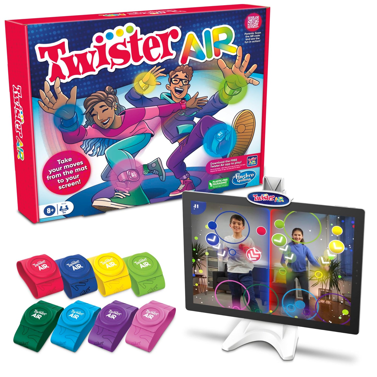 Hasbro Gaming Twister Air Game | AR App Play Game with Wrist and Ankle Bands | Links to Smart Devices | Active Party Games for Kids and Adults | Ages 8+ | for 1+ Players - Medaid International