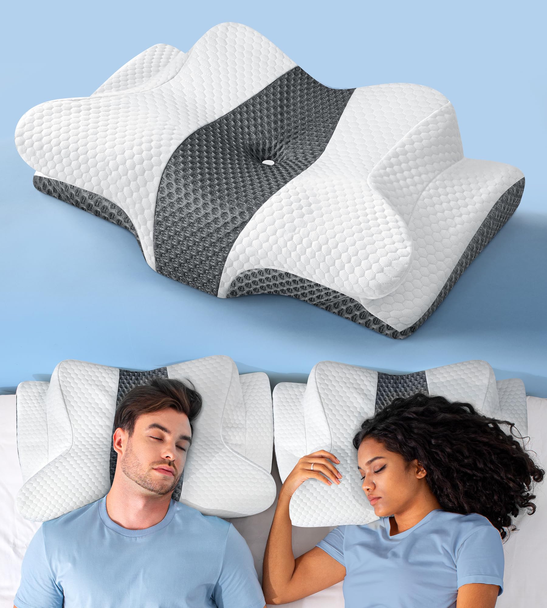 Sleep Doctor Approved Cervical Neck Pillow for Sleeping, Ergonomic Contour Side Sleeper Pillows for Adults, Cooling Orthopedic Pillow for Pain Relief Support, Memory Foam Pillows Back Stomach Sleepers - Medaid International
