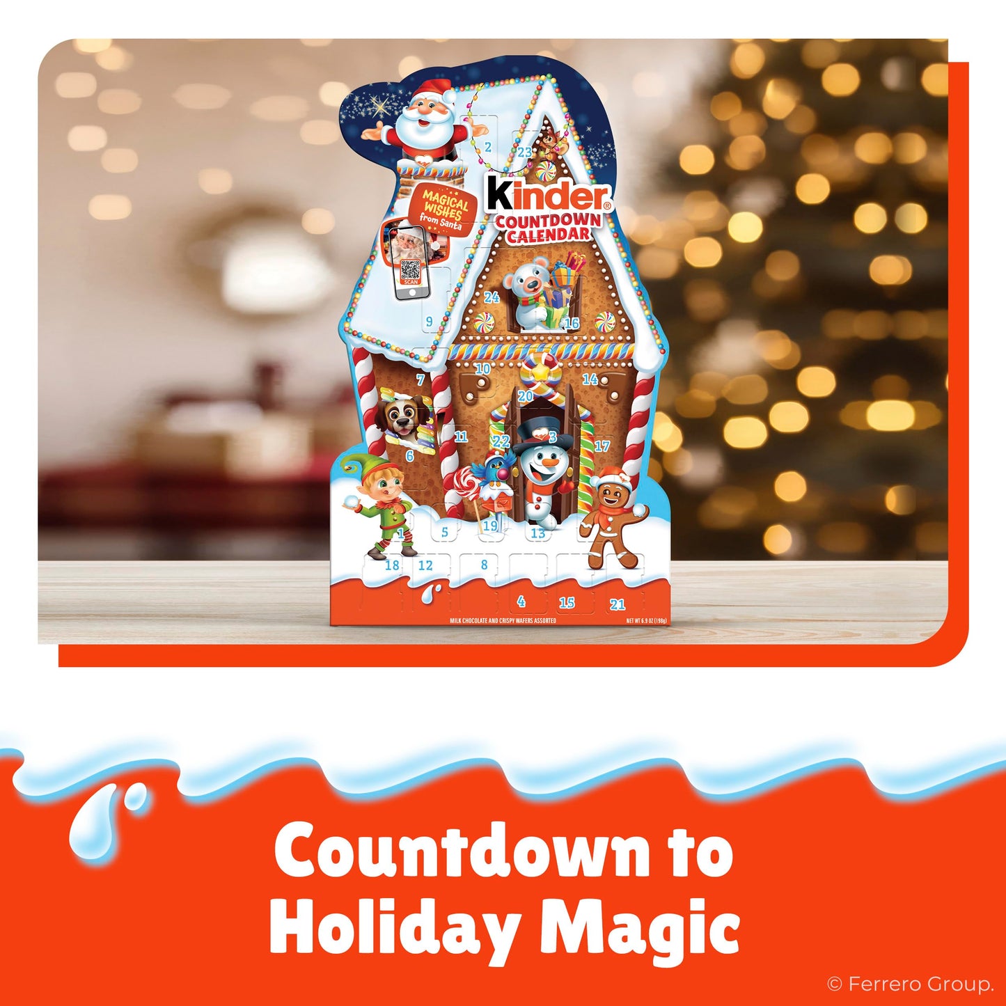 Kinder 2025 Advent Calendar, 24 Individually Wrapped Pieces, Chocolate Candy, Holiday Treats, 6.9 oz - Medaid International