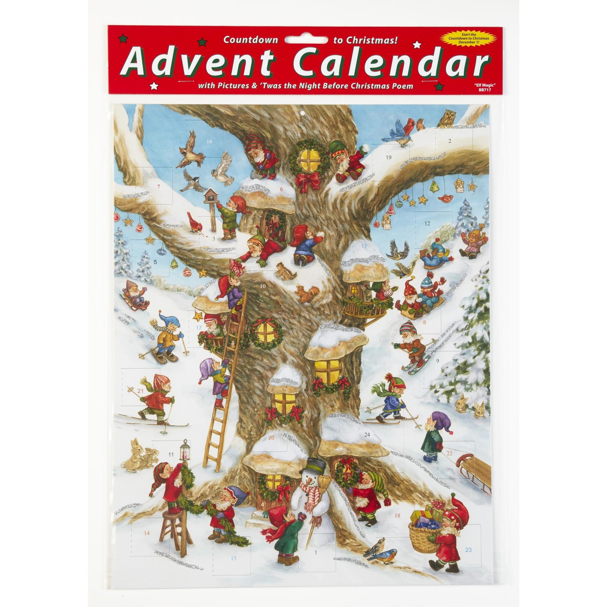 Elf Magic Advent Calendar (Countdown to Christmas) by Vermont Christmas Company with 'Twas the Night Before Christmas' Poem - Medaid International