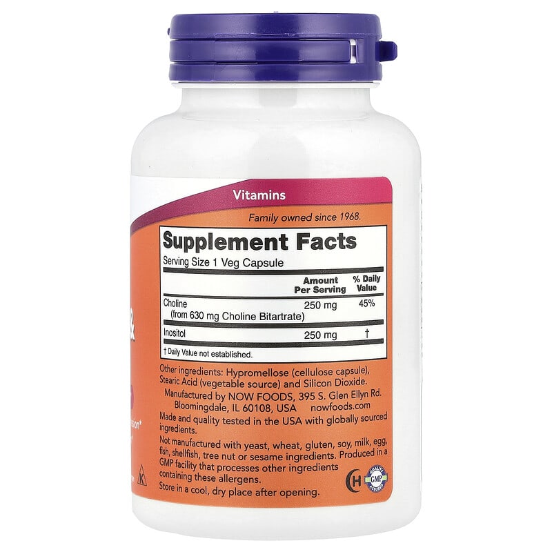 NOW Foods, Choline & Inositol, 100 Veg Capsules - Medaid International