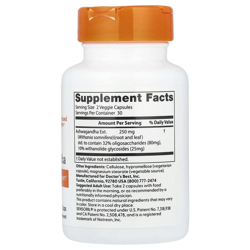 Doctor's Best, Ashwagandha, 250 mg, 60 Veggie Caps - Medaid International
