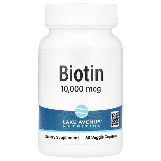 Lake Avenue Nutrition, Biotin, 10,000 mcg, 30 Veggie Capsules - Medaid International