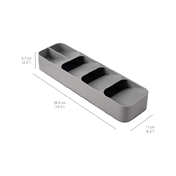 Joseph Joseph DrawerStore Compact Cutlery Organizer Kitchen Drawer Tray, Small,Gray - Medaid International