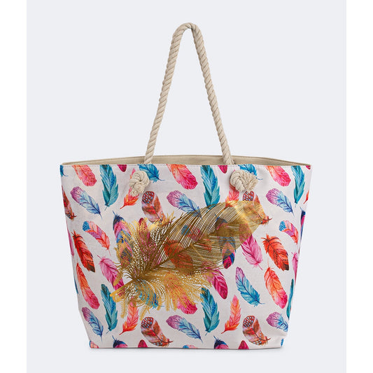 Oil And Gaz Chic Women Beach Bag Blue/Gold - Medaid International