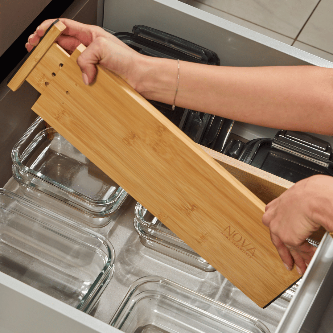 Wide Bamboo Adjustable Drawer Dividers (Pack of 4)
