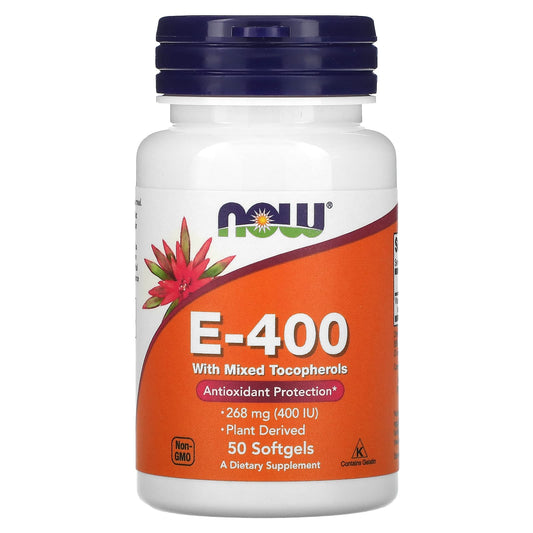NOW Foods, E-400, 268 mg (400 IU), 50 Softgels - Medaid International