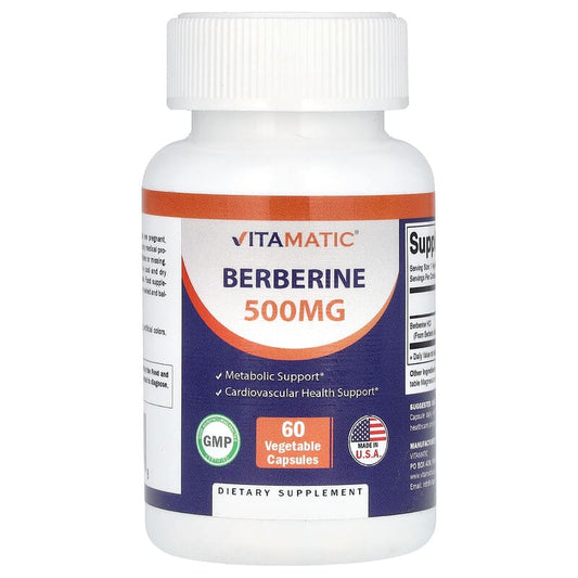 Vitamatic, Berberine, 500 mg, 60 Vegetable Capsules - Medaid International