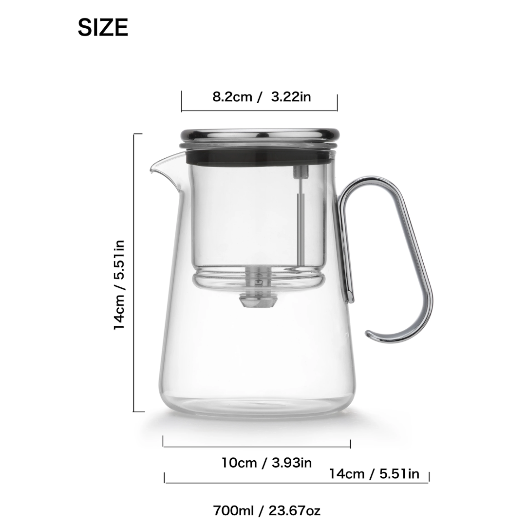 Luxury Large Glass Tea cup pot with One-Click Filter - Medaid International