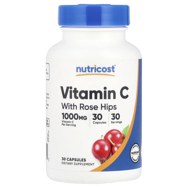 Nutricost, Vitamin C With Rose Hips, 30 Capsules - Medaid International