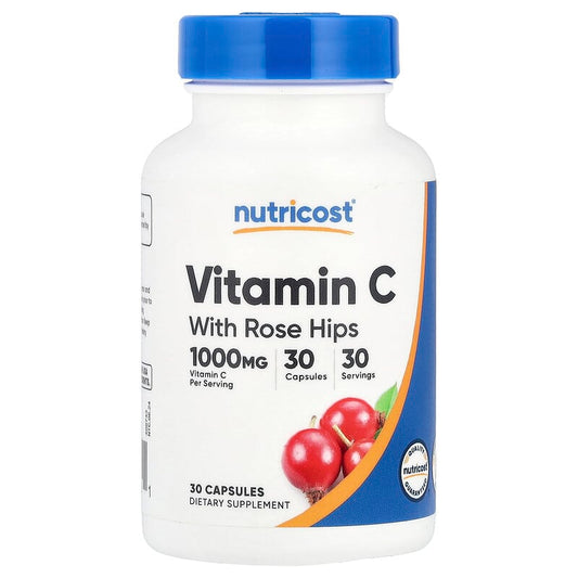 Nutricost, Vitamin C With Rose Hips, 30 Capsules - Medaid International