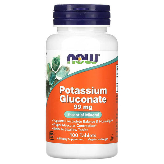 NOW Foods, Potassium Gluconate, 99 mg, 100 Tablets - Medaid International