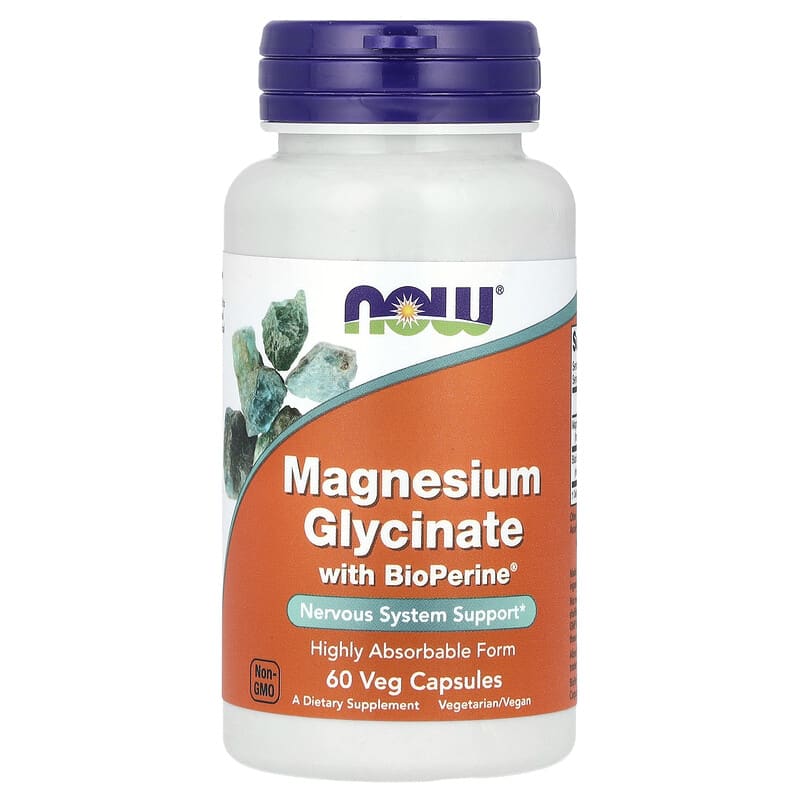 NOW Foods, Magnesium Glycinate, 60 Veg Capsules - Medaid International