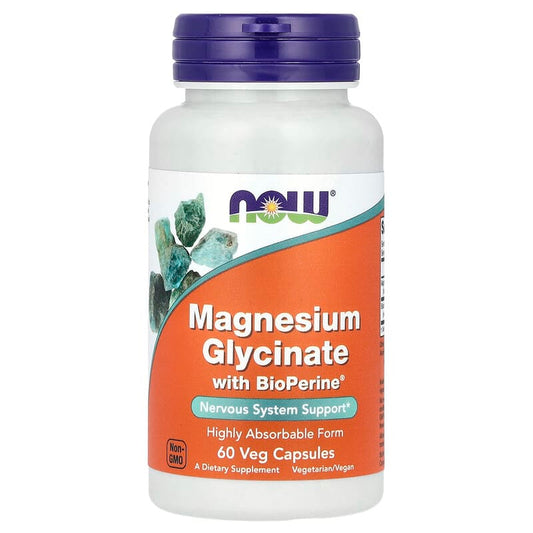 NOW Foods, Magnesium Glycinate, 60 Veg Capsules - Medaid International