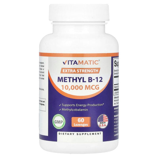 Vitamatic, Methyl B-12, Extra Strength, 10,000 MCG, 60 Lozenges - Medaid International