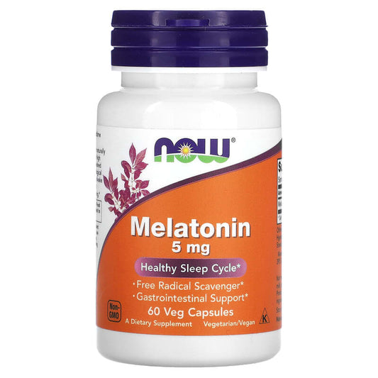 NOW Foods, Melatonin, 5 mg, 60 Veg Capsules - Medaid International