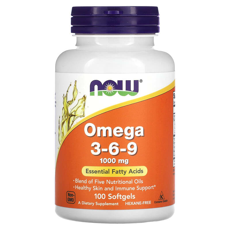 NOW Foods, Omega 3-6-9, 1,000 mg, 100 Softgel - Medaid International