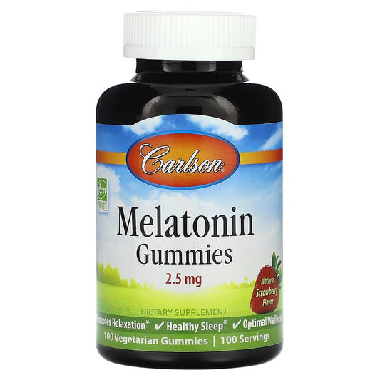 Carlson, Melatonin Gummies, Natural Strawberry, 2.5 mg , 100 Vegetarian Gummies - Medaid International