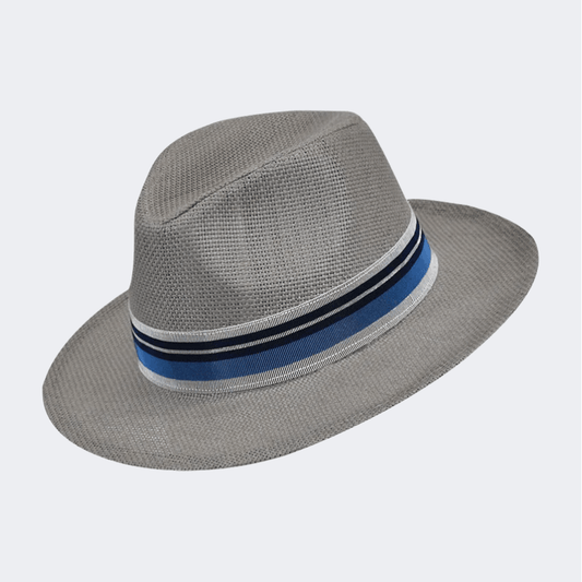 Stamion Fedora Zen Stretch Ribbon Men Beach Hat Grey - Medaid International