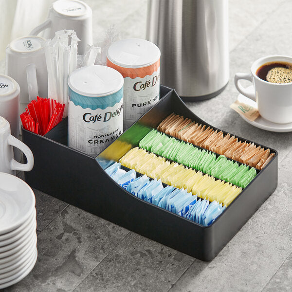9 Compartments Coffee Bag Storage Box Coffee Accessories Drawer Organizer Bin Multifunction Storage Box for Cups Tea Bags Sugar Packets Straws Black - Medaid