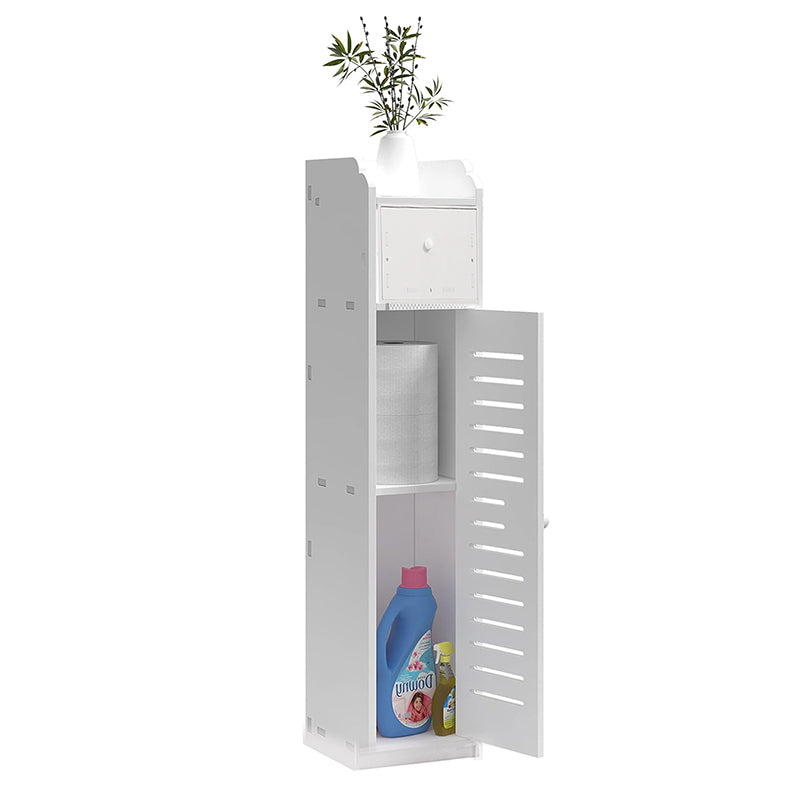 90 CM Multipurpose Waterproof Storage Cabinet with Drawer Free Standing Organizer Cabinets with Door for Bathroom Bedroom Kitchen Hallway White - Medaid International