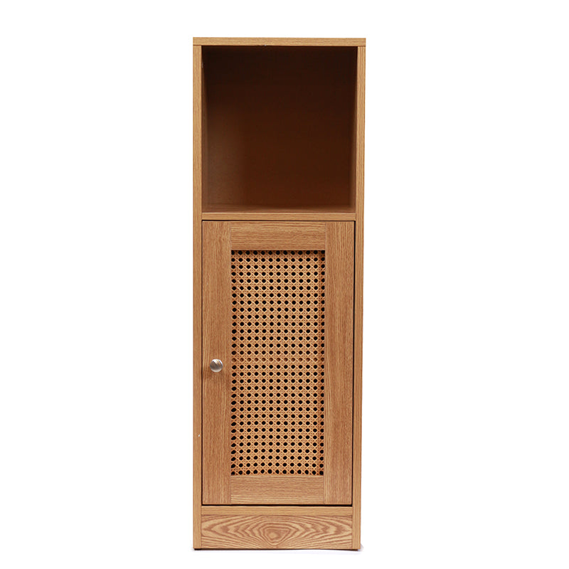 3 Tier Waterproof Wooden and Rattan Storage Cabinet Organizer Slim Design Freestanding Floor Cabinet for Bathroom Bedroom Living Room Kitchen - Medaid - Lebanon