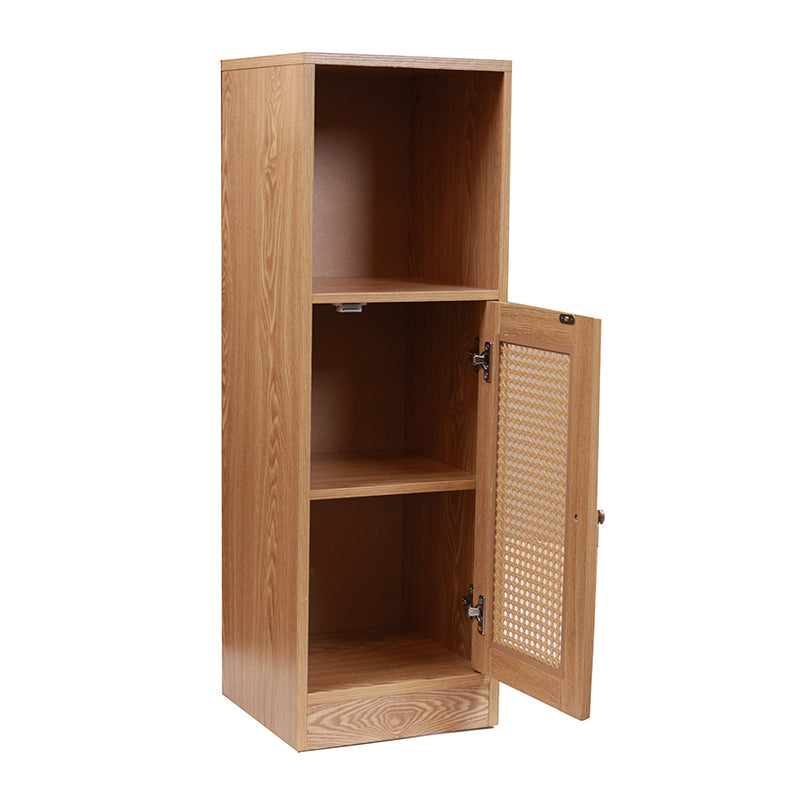 3 Tier Waterproof Wooden and Rattan Storage Cabinet Organizer Slim Design Freestanding Floor Cabinet for Bathroom Bedroom Living Room Kitchen - Medaid - Lebanon