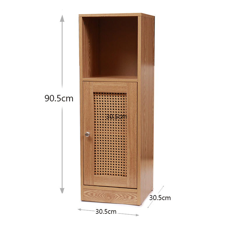 3 Tier Waterproof Wooden and Rattan Storage Cabinet Organizer Slim Design Freestanding Floor Cabinet for Bathroom Bedroom Living Room Kitchen - Medaid - Lebanon