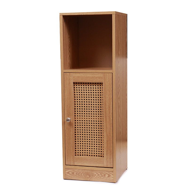 3 Tier Waterproof Wooden and Rattan Storage Cabinet Organizer Slim Design Freestanding Floor Cabinet for Bathroom Bedroom Living Room Kitchen - Medaid - Lebanon